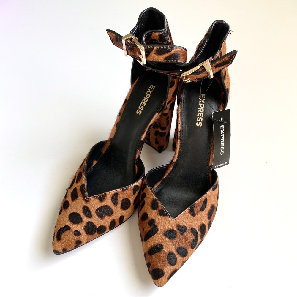 NWT Express Cheetah Ankle Strap Sandals - Picture 2 of 13
